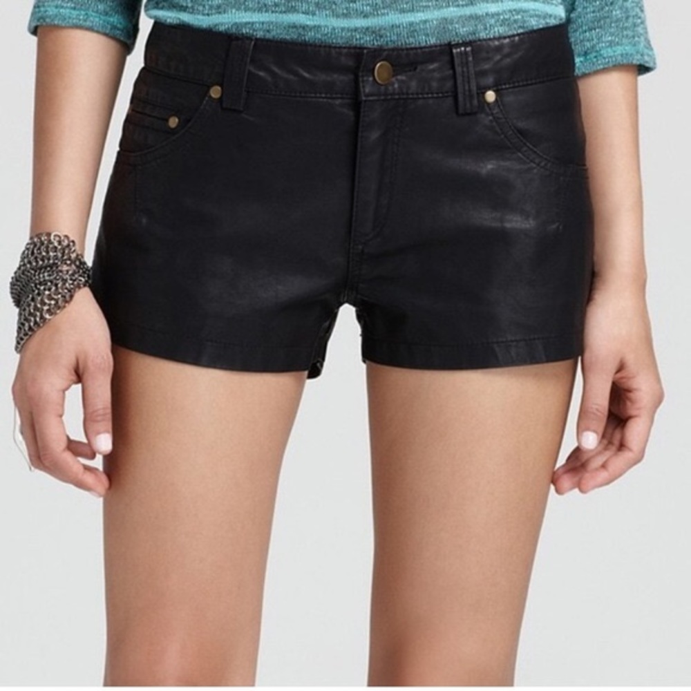 Free People FP |  Black Faux Leather Shorts | Size 4